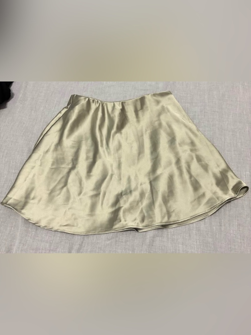 Satin A-Line Skirt in green